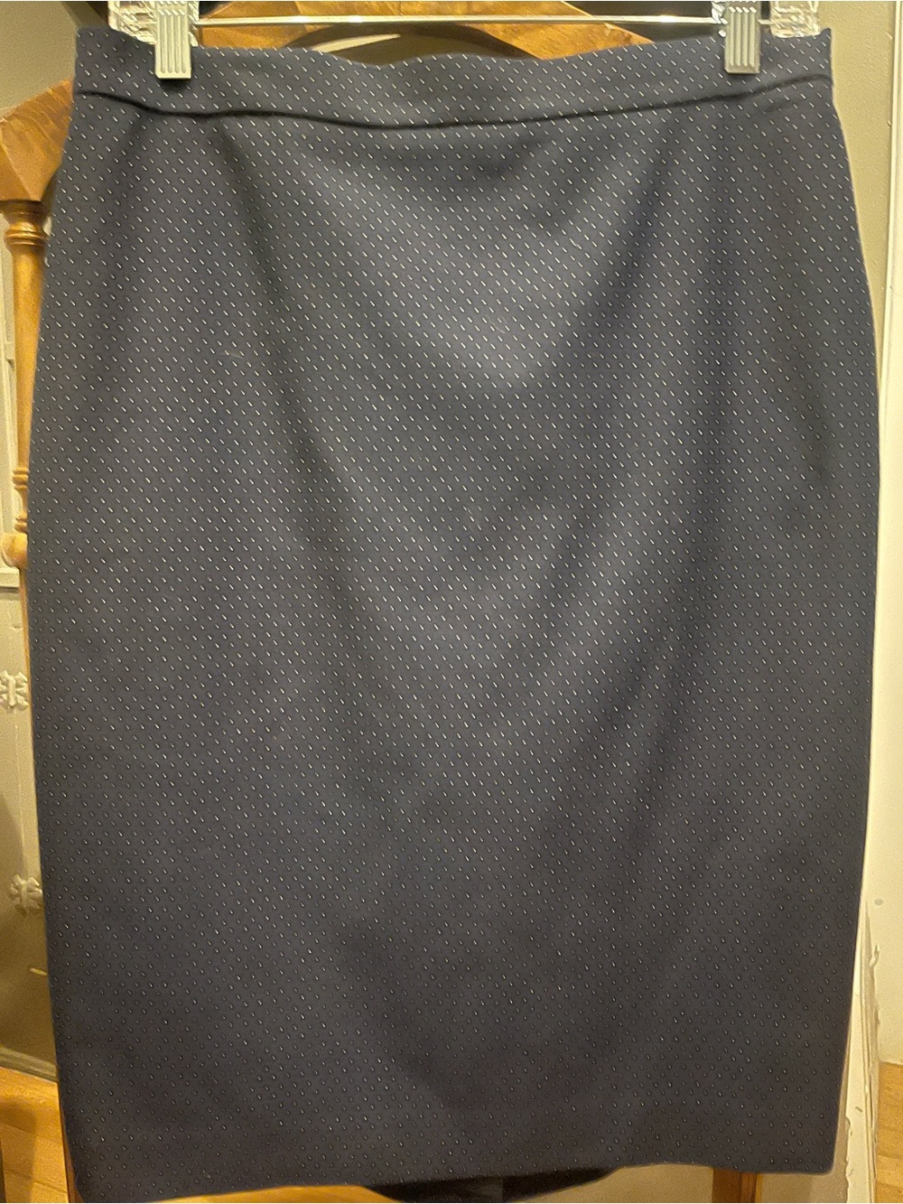 Ann Taylor Navy Pencil Skirt with Subtle Dot Texture